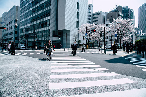pedestrians crossing street