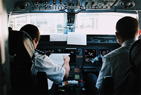 two pilots in the cockpit